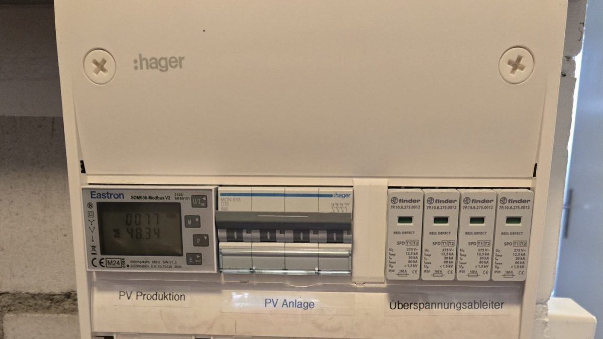 Zählerkasten mit Smart Meter und Energiemanagement einer PV-Anlage